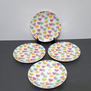 NEW Set of 4 Valentine's Conversation Hearts Salad Plates 7.5" D Stoneware